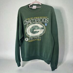 Vintage NFC North Champs 2002 Green Bay Packers Crew Graphic Sweater Medium
